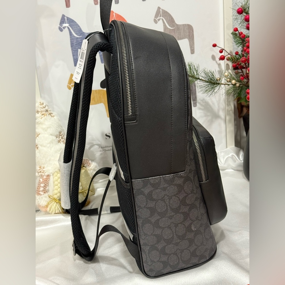 NWT Coach West Backpack In Signature Canvas Cv925 Gunmetal /charcoal /black - Picture 5 of 12